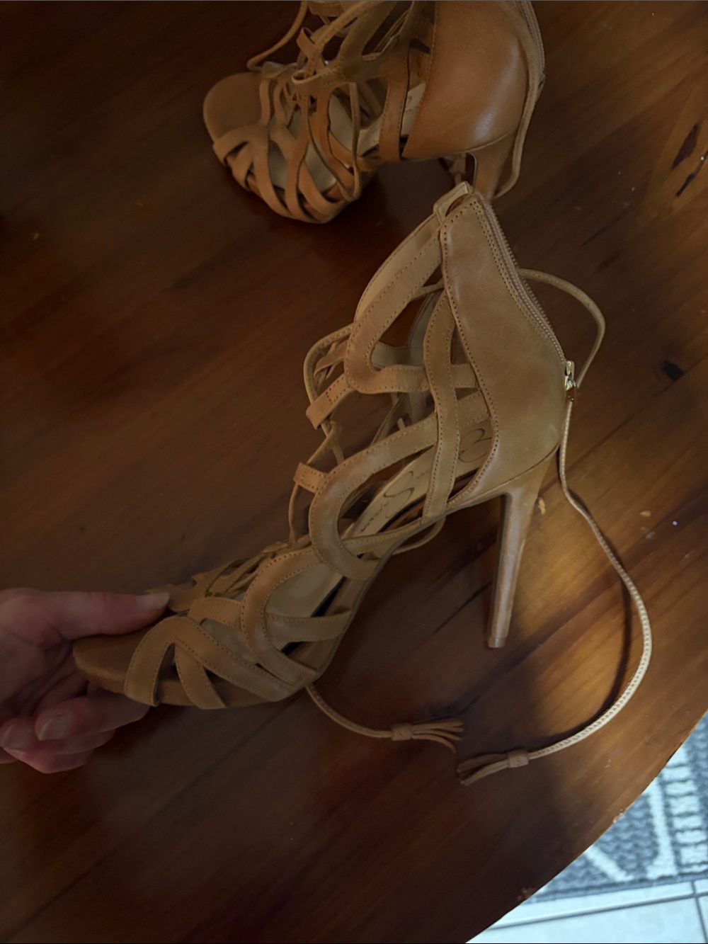 Jessica Simpson Tan Lace-Up Strappy High Heels